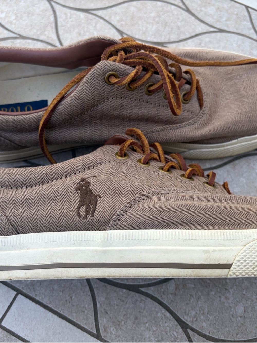 Polo by Ralph Lauren Men’s Tan Canvas Lace-Up Sneakers - Size 11.5 - Picture 3 of 7